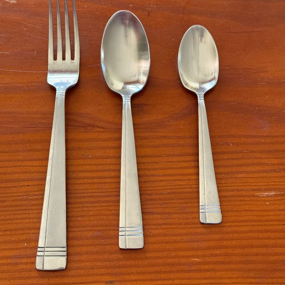 Vintage Oneida Amsterdam Stainless Flatware Set  Fork, Tablespoon, and Teaspoon